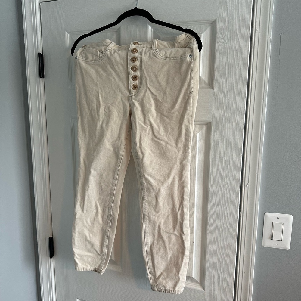 Pilcro Cream Button-Fly Corduroy Pants